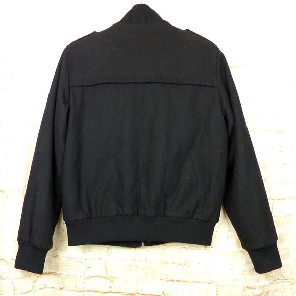 Black Rivet Wool Bomber Jacket Mens M Black Utility Flight Zip Rock Gorpcore - Picture 2 of 11